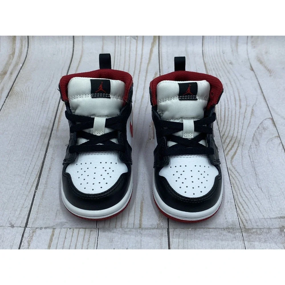 Nike‎ Air Jordan 1 Mid TD Toddler Shoes White Gym Red Black 640735-122 Size 5C